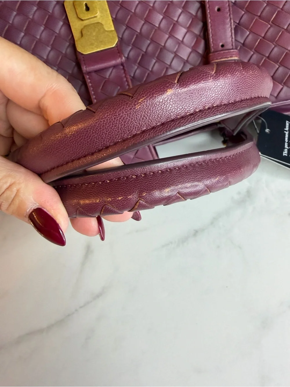 Bottega Veneta Large Roma Intrecciato Gold Wine Burgundy Suede Leather Bag + COA